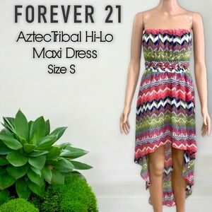 Forever 21 Aztec Tribal Waist Hi-Lo Maxi Dress
